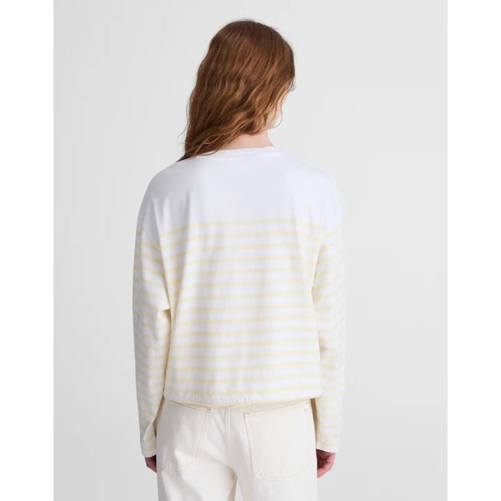 Madewell The Tie-Waist Tee Allday Jersey NZ385 Yellow Stripe Long Sleeve XL - Picture 4 of 11